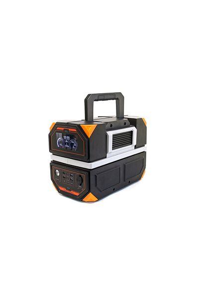 Technaxx Tx-231 Charging Station, 917wh, 1200w, Usb-c, Usb-a, 2 X 230v, Car Socket, Black/orange