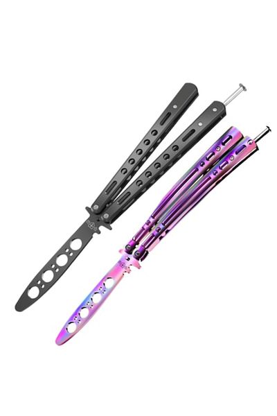 Urban Trends Set of 2 CS:GO Knives Butterfly Balisong Knife URBAN TRENDS®, For Training, Unsharpened, Black/F