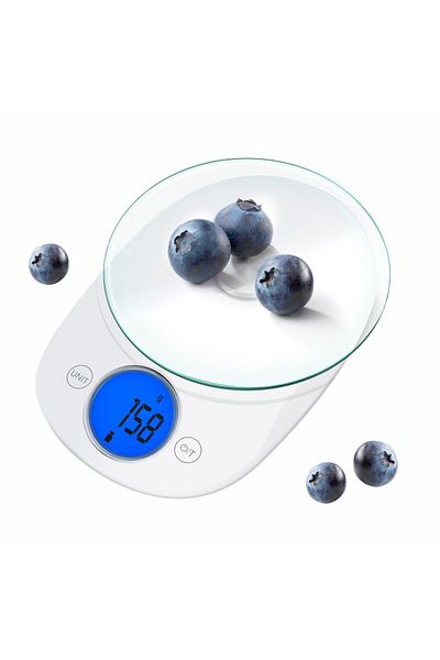 Sofia Concept Cantar de bucatarie multifunctional, 5kg, Functie tara, Cantarire lichide, Control touch, Alb