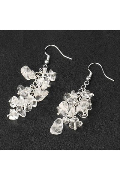 animis beauty Rock Crystal / White Quartz Chips Earrings, made of natural semi-precious stones