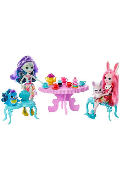 mattel EnchanTimals Playset, Bree Bunny and Patter Peacock, Tea Party