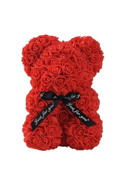 SUPER TRENDS Ursulet din Trandafiri de Spuma Premium SUPER TRENDS®, 25 Cm, Extra Flori, Urs Lucrat Manual, Cutie