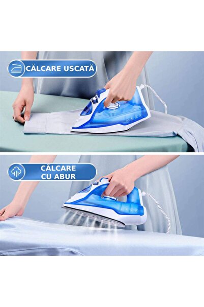 Sofia Concept Fier de călcat cu abur, 2400 W, anti-picurare, autocurățare, talpă ceramică, topaz albastru