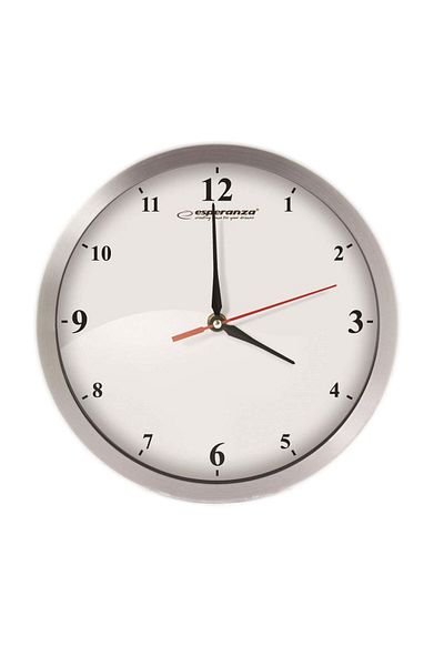 ESPERANZA Esperanza EHC009W Detroit wall clock, silver dial, white background, 305x40mm