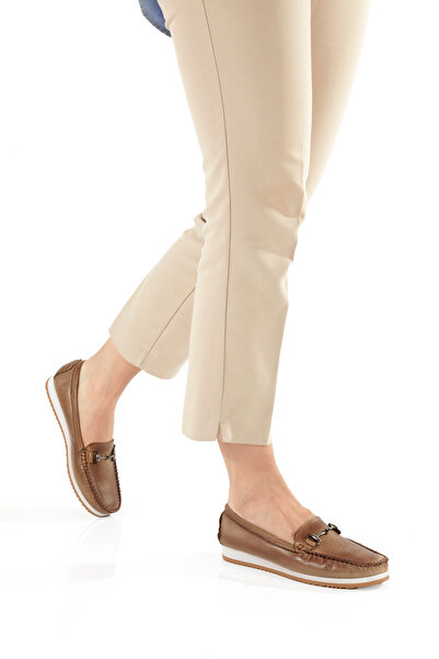 ARTI ARTI AYAKKABI Plus-Plus001-Summer 501-Buckle -Genuine Leather Casual Women's Mink Ballerina Shoes