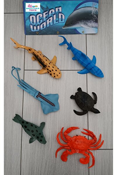Brother Toys Okyanus Hayvanları 6 Adet Kaliteli Set Köpek Balığı Yengeç Kaplu...