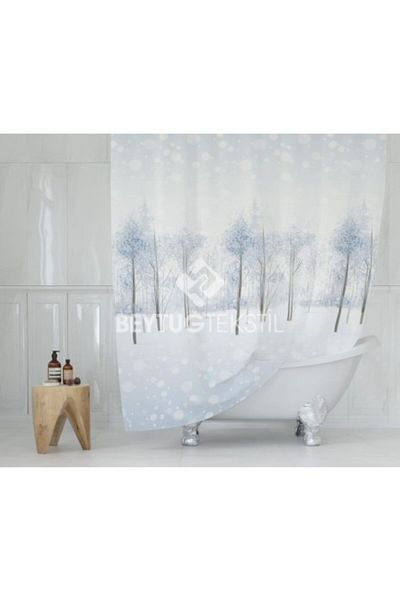 Tropikhome Shower Curtain with 12 Rings, Dimensions 180x200cm 8759 SNOWY