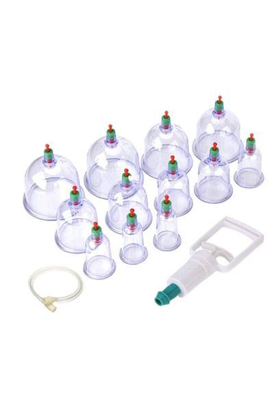 Urban Trends Set 12 Ventuze Profesionale pentru Masaj cu Pompa Vacuum URBAN TRENDS®, Anticelulita, Relaxare, Alb