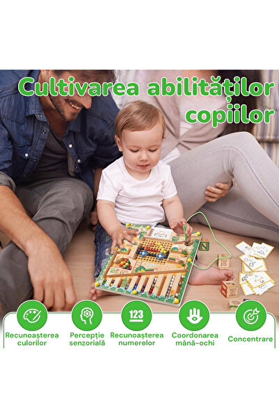 Malvys Labirint Magnetic din Lemn pentru Copii - Jucarie Montessori pentru Dezvoltare prin Joaca