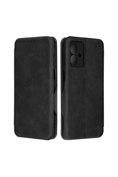 SKYDDAR INNOVATION Husă pentru Motorola Moto G55, portofel securizat, piele ecologică, închidere magnetică, neagră, set autocolante