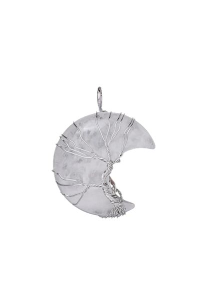 animis beauty Pandantiv Cristal de Stanca tip Luna cu montura Pomul Vietii, din pietre naturale semipretioase