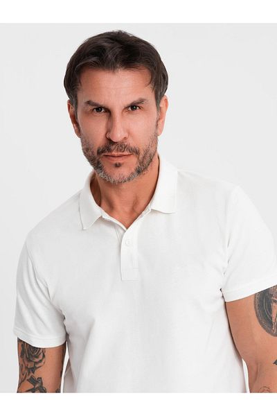 OMBRE Poloshirt aus Baumwoll-Piqué-Strick - Ecru V7 OM-POSS-0103 XXL