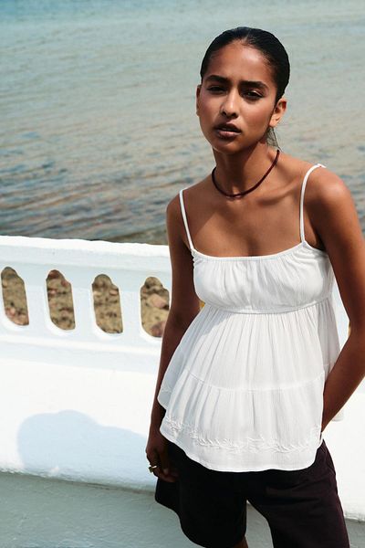 Pull & Bear White top with embroidery