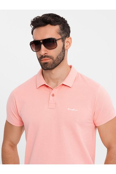 OMBRE Poloshirt aus Baumwoll-Piqué-Strick – rosa V5 OM-POSS-0103 S