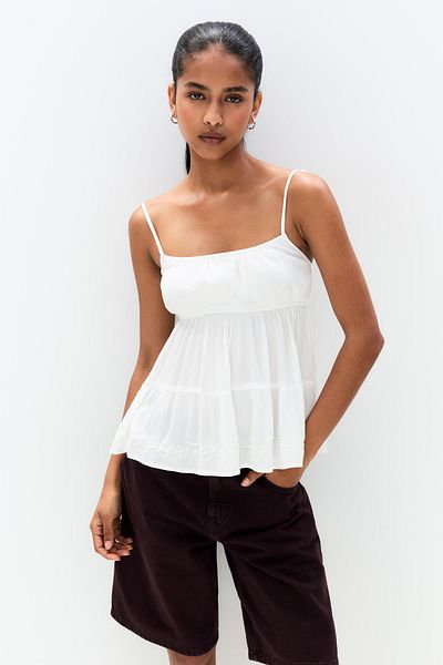 Pull & Bear White top with embroidery