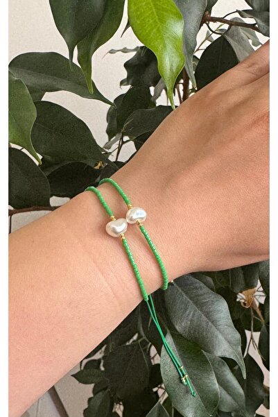 Mojo Jewellery Kişiye Özel Miyuki Yeşil İncili Ayarlanabilir İp Bileklik – El...