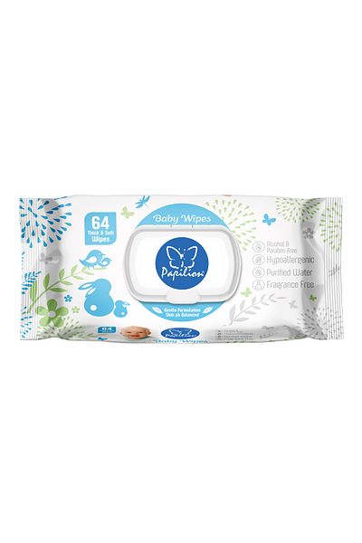 Papilion Baby Blue Wet Wipes, 64 pcs