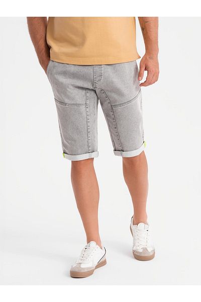 OMBRE Herren Jeansshorts mit Ziernähten - Hellgrau V1 OM-SRDS-0135 M