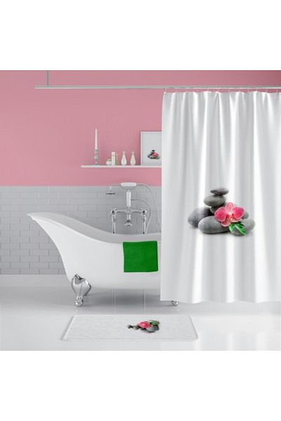 Tropikhome Perdea de duș 3D cu 12 inele, dimensiuni 180x200cm - SPA