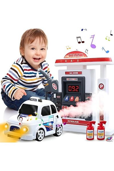 Creative Toys ANGMAD Interactive Play Set - Mini Gas Station with Police Car