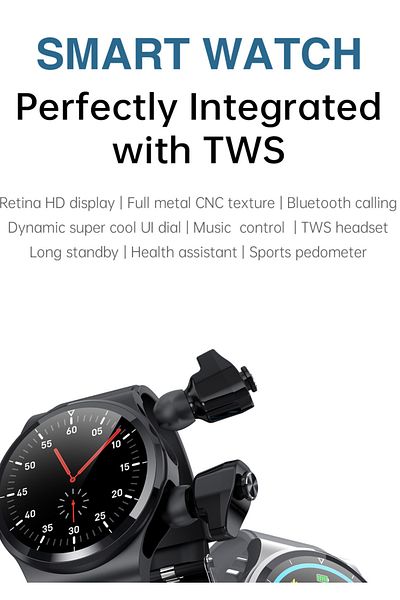 zeevos smartwatch with built-in Bluetooth headphones, physical activity monitoring, heart rate,