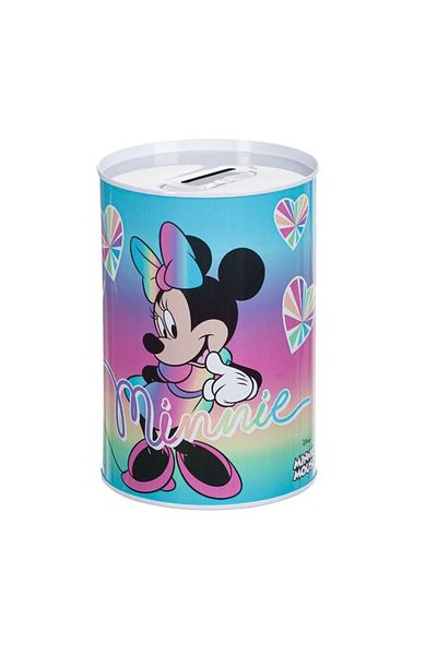 OEM CuteMinnie piggy bank for children, cylindrical shape and mouse print, Metal,, 11x16 cm