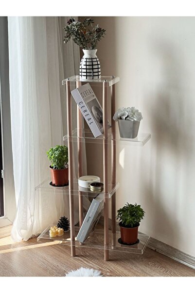 HomeSide Ahşap&Pleksi Çiçeklik Balkon Süsü Şeffaf Saksılık