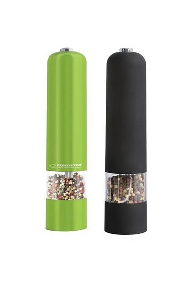 ESPERANZA Set of 2 electric salt and pepper grinders, Black and Green EKP001KG