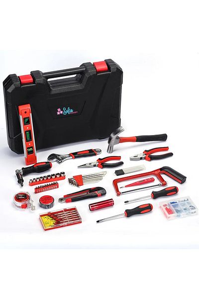 Sofia Concept 110-Piece Professional Tool Kit, Made of Chrome Vanadium, Sofia CONCEPT®, Black Red