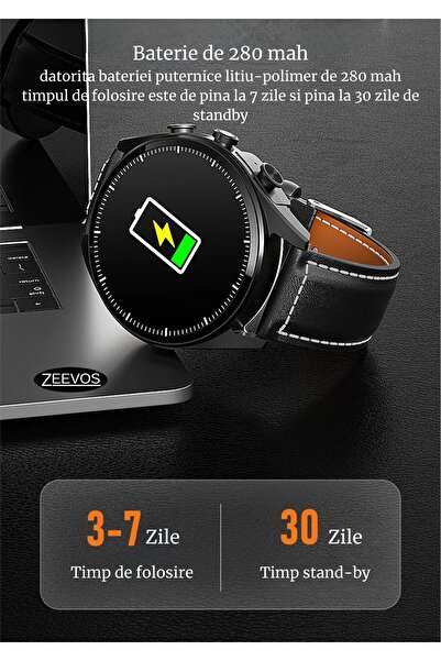 zeevos smart watch, built-in TWS bluetooth headphones, HD bluetooth call, notifications,