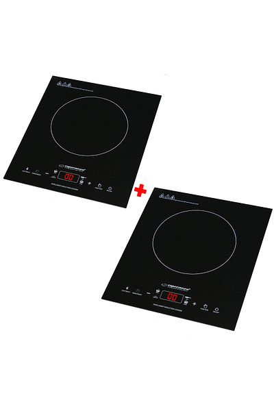 ESPERANZA Set of 2 induction hobs, Esperanza, 2000W, 4 functions, LCD screen and control panel
