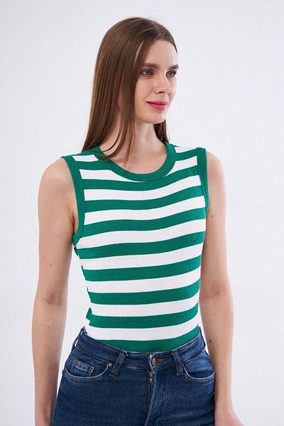 ufukmoda Women's Ribbed Lycra Cotton Crew Neck Sleeveless T-Shirt Undershirt