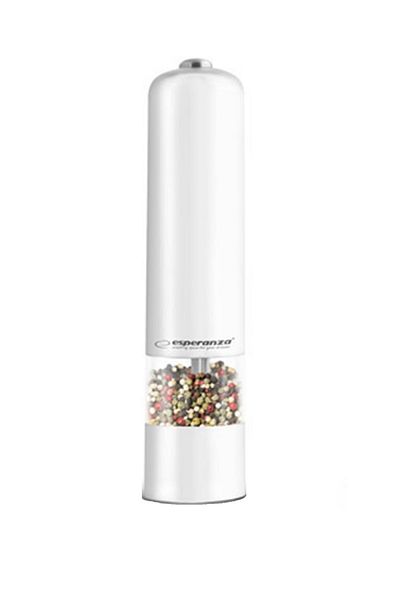 ESPERANZA Glossy white electric salt and pepper grinder EKP001wh with transparent storage chambers