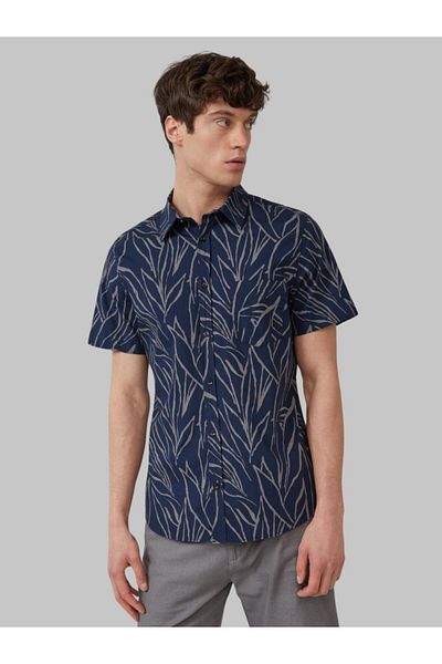 s.Oliver Men's Shirt With Pattern Print And Kent Collar, Slim Fit, Dark Navy, 3xl
