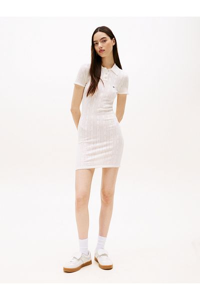 Tommy Hilfiger Tommy Hilfiger Women Ecru Pointelle Midi Mini Dress