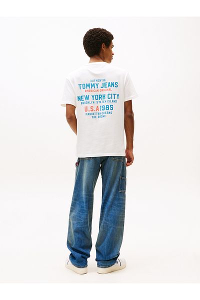 Tommy Hilfiger Tommy Hilfiger Men Ecru Regular Fit Usa Script Short Sleeve T-Shirt