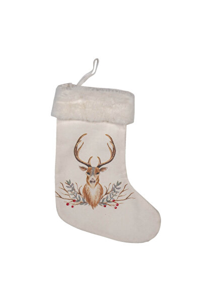 Clayre & Eef Șosetă de Crăciun textilă multicoloră 21x1x28 cm