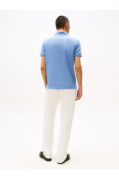 Tommy Hilfiger Men Brisk Blue Hilfiger Chest Insert Short Sleeve Polo T-Shirt