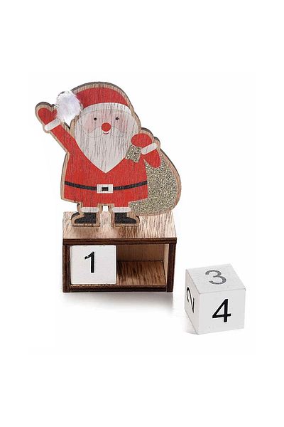 Decorer Wooden Calendar Santa Claus Model 9x4x14 cm