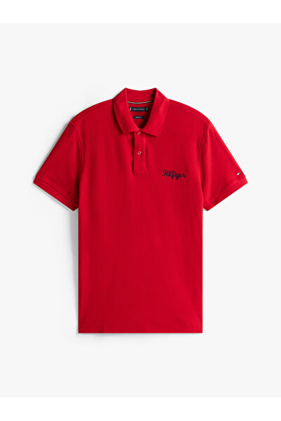 Tommy Hilfiger Tommy Hilfiger Men Medium Red Ic Graphic Regular Short Sleeve Polo T-Shirt