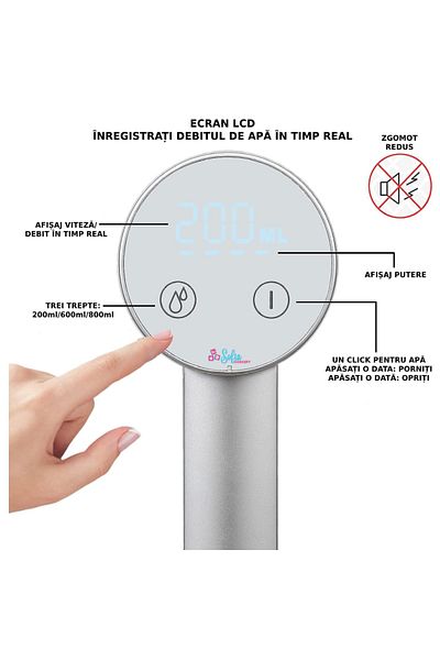 Sofia Concept Electric Water Bottle Pump, Sofia CONCEPT®, LCD Screen, Battery Indicator, 1200mAh, White