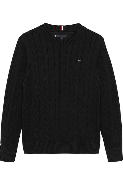 Tommy Hilfiger Boys Black Cotton Cable Sweater