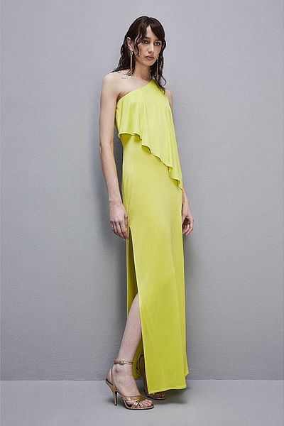 Patrizia Pepe ROCHIE DIN JERSEY CU UMERI GOȘI - PATRIZIA PEPE - VERDE DESCHIS, L