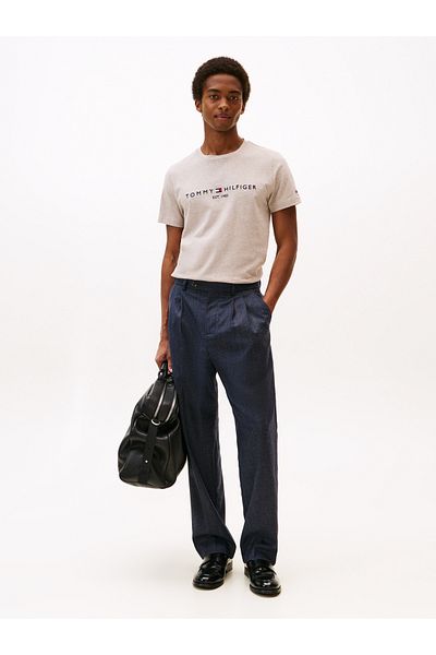 Tommy Hilfiger Men Heathered Pebble Logo Short Sleeve T-Shirt