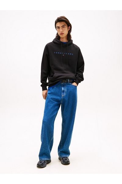 Tommy Hilfiger Male Black Reg Linear Logo Hoodie
