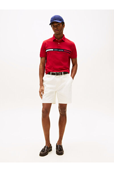 Tommy Hilfiger Tommy Hilfiger Men Medium Red Hilfiger Chest Insert Short Sleeve Polo T-Shirt
