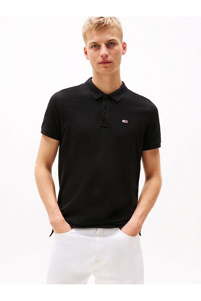 Tommy Hilfiger Tommy Hilfiger Men Black Slim Placket Short Sleeve Polo T-Shirt