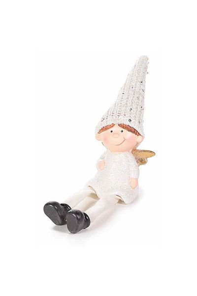 Decorer Angel figurine made of polyresin and white fabric 6x11x16 cm