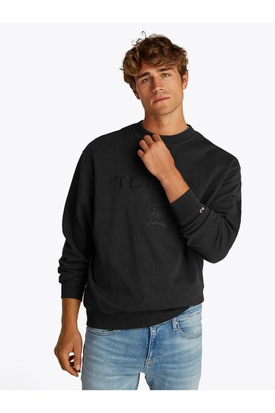Tommy Hilfiger Male Black Relaxed Varsity Tonal Sweatshirt