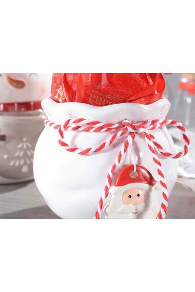 Decorer Set of 6 Christmas Ceramic Pots 8.5x7 cm